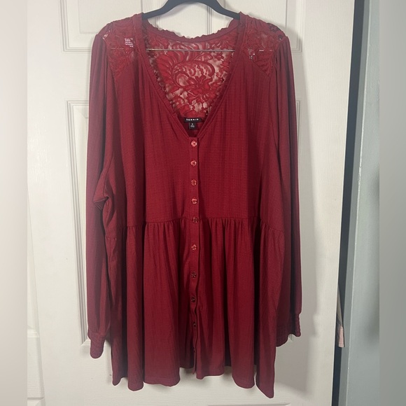 torrid Dresses & Skirts - Torrid Red Lace Back Detail Tunic Top or Mini Dress